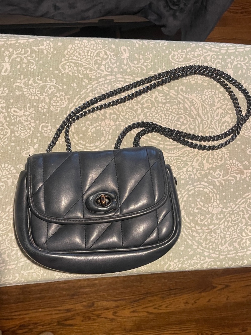 Coach Quilted Leather Chain Shoulder Bag in Black